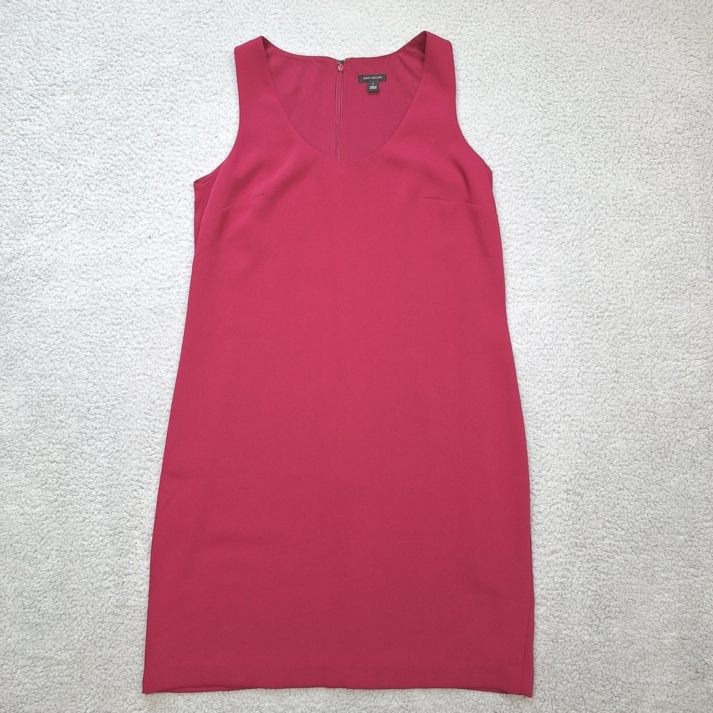 Ann Taylor Dress Womens 2 Pink Sleeveless Sheath Scoop Neck Classic‎ Career Work